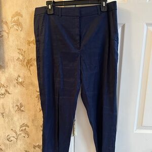 WHBM Navy Linen Slim Ankle pant Size 12